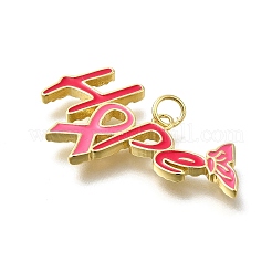 October Breast Cancer Pink Awareness Ribbon Brass Enamel Pendants&nbsp;LS-KK-S517-04G-G