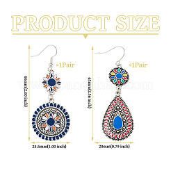 2Pairs 2 Styles Flower & Teardrop Alloy Long Dnagle Earrings&nbsp;EJEW-TA0001-39