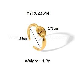 女性用304ステンレススチールカフオープンリング  笑顔  調整可能  18KGP本金メッキ  7.3mm  内径：17.8mm&nbsp;GR5544-4