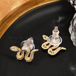 Brass Micro Pave Clear Cubic Zirconia Stud Earrings&nbsp;EJEW-P301-17G