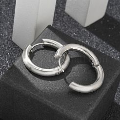 女性用フロスト304ステンレススチール製ハギーフープピアス  316ステンレススチールピン付き  リング  ステンレス鋼色  24x4mm&nbsp;EJEW-C096-32G-P