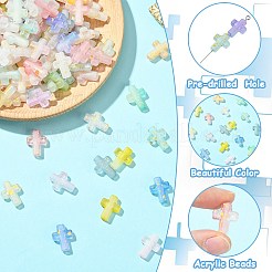 300色グラデーションカラー透明アクリルビーズ10個  金色の箔付き  クロス  ミックスカラー  15~16x12~12.5x4.5mm  穴：2.2~2.5mm  300個/セット&nbsp;OACR-CJ0002-44