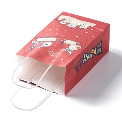 クリスマステーマクラフト紙ギフトバッグ  ハンドル付き  ショッピングバッグ  鹿の模様  13.5x8x22cm&nbsp;CARB-L009-A09