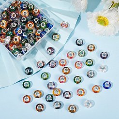150本10色レジンヨーロピアンビーズ  大穴ビーズ  シルバーカラーメッキ真鍮コア付き  ロンデル  ミックスカラー  14x8.5~9mm  穴：5mm  15個/カラー&nbsp;RPDL-SZ0001-05