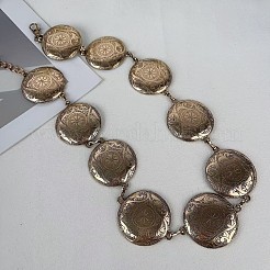 ボヘミアン風ヴィンテージ合金製花柄エンボス加工コインリンクウエストチェーン（女性用）  ゴールドカラー  120mm&nbsp;WGD4B54-02