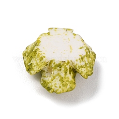 オペーク樹脂ビーズ  花  オリーブ  15x15x7.5mm  穴：1.4mm&nbsp;RESI-Z016-03B