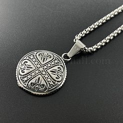 パンクスタイルの304ステンレススチールハートクロスペンダントネックレスヴィンテージトレンディメンズ304ステンレススチールジュエリー  ステンレス鋼色&nbsp;TC5378