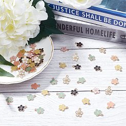 ライトゴールドメッキの合金エナメルペンダント  花  ミックスカラー  15x12x1.5mm  穴：1.6mm  6色  10色  60個/箱&nbsp;PALLOY-SC0002-42