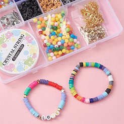 DIY ブレスレット ネックレス メイキング キット  ポリマークレイ、アクリル、天然貝殻、プラスチックベッドを含む  合金ペンダント  フラワー＆イミテーションパール＆リーフ＆クラウン＆ハート  はさみ  ミックスカラー&nbsp;DIY-YW0007-52