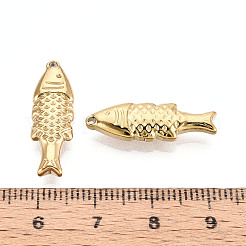 304ステンレススチール製の魚のペンダント  イオンプレーティング（ip）  18KGP本金メッキ  24x8x4mm  穴：1.2mm&nbsp;STAS-T069-10G