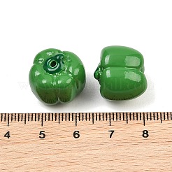 不透明な樹脂製の模造植物ビーズ  ピーマン  グリーン  15.5x16.5x15.5mm  穴：2mm&nbsp;RE-CBAC4C7-01C