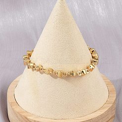 女性用304ステンレススチールリンクブレスレット  フラットラウンド  PVD真空メッキ  22KGP本金メッキ  7インチ（17.9cm）&nbsp;BJEW-Z143-09G