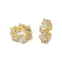 Brass Micro Pave Cubic Zirconia Rondelle European Beads&nbsp;KK-B142-21G