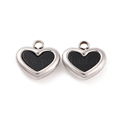 304ステンレスペンダント  アクリルと  ハート  ステンレス鋼色  11x11x4mm  穴：1.8mm&nbsp;STAS-D188-06P