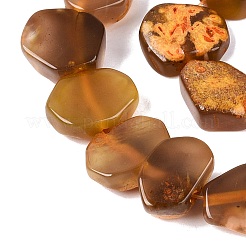 染め加工天然石瑪瑙ビーズ連売り  ナゲット  オレンジ  15~28x13~25x5~17mm  穴：1.2~1.8mm  約18個/連  13.39~14.96インチ（34~38cm）&nbsp;G-Q606-23E-07