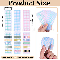 3色プラスチックテープサンプルボード45枚  紙テープボード  長方形  ミックスカラー  150x50x0.5mm  15個/カラー&nbsp;DIY-CP0013-97
