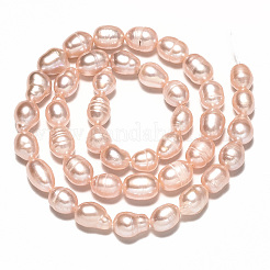 オーバル天然養殖淡水パールビーズ連売り  ナバホホワイト  8~10x7~8mm  穴：0.8mm  約38~40個/連  14.17インチ（36cm）&nbsp;PEAR-N012-07I