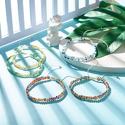 Imitation Jade Glass Braided Bead Anklet&nbsp;AJEW-AN00471