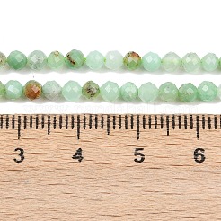 天然カルセドニービーズ連売り  多面カット  ラウンド  淡緑色  3~3.5mm  穴：0.6mm  約132~137個/連  14.84~15.51インチ（37.7~39.4cm）&nbsp;G-C255-A02-3mm-02