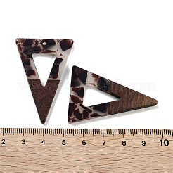 クルミ材と樹脂ペンダント  三角形  ココナッツブラウン  45x30x3.5mm  穴：2mm&nbsp;FIND-Z050-04A
