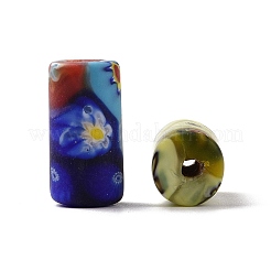 不透明な手作りのランプワーク ビーズ  花柄を持つ列  ランダムな色  11.5~14mm  穴：25.5~29mm&nbsp;LAMP-H061-05