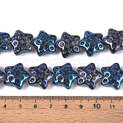 電気メッキ透明ガラスビーズ連売り  スター  スチールブルー  17~17.5x18~18.5x9~9.5mm  穴：1mm  約40個/連  25.20インチ（64cm）&nbsp;EGLA-N020-02G