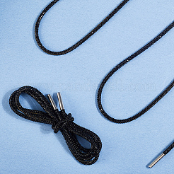 樹脂ラインストーンと合金引き紐  セーター 帽子 ロープ  スポーツパンツロープ  ブラック  1200x3.5mm&nbsp;DIY-WH20049-41B