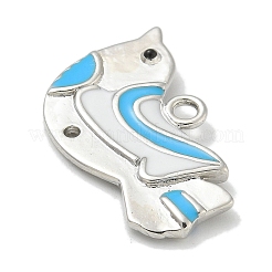 Platinum Brass Enamel Robin Bird Pendants&nbsp;KK-L224-060P-02