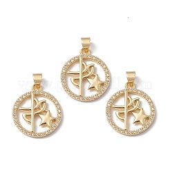 Rack Plating Brass Micro Pave Clear Cubic Zirconia Pendants&nbsp;KK-H434-40G
