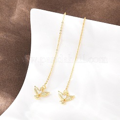 Bird Brass Micro Pave Clear Cubic Zirconia Ear Thread&nbsp;EJEW-H182-11G