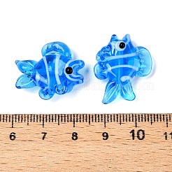 手作りランプワークビーズ連売り  魚  ドジャーブルー  18~23x23~27x8.5~10mm  穴：1.5mm  約21~25個/連  16.54~19.69インチ（42~50cm）&nbsp;LAMP-N024-35C