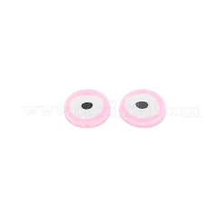 手作り樹脂クレイカボション  ナザールボンジュウ付きフラットラウンド  ピンク  5~6x0.5~1mm  約50000個/1000g&nbsp;CLAY-N006-112-A06