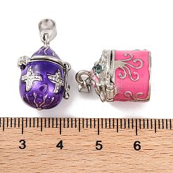 プラチナカラーの真鍮の祈りの箱のペンダント  エナメル  混合図形  ミックスカラー  16~22x15~22x11~14mm  穴：4x6mm&nbsp;KK-G189-M3