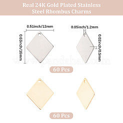 120Pcs 2 Colors 201 Stainless Steel Pendants&nbsp;STAS-BBC0010-53