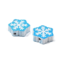 Christmas Theme Printed Wood Beads&nbsp;WOOD-M015-05G
