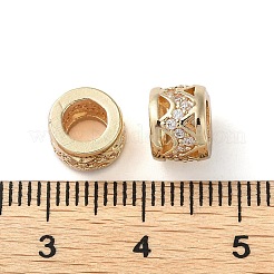 ラックメッキ真鍮、キュービックジルコニアヨーロピアンビーズ  鉛フリー＆カドミウムフリー  長持ちメッキ  コラム  ゴールドカラー  8x6mm  穴：4.5mm&nbsp;KK-M269-13G