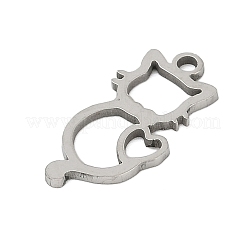 ステンレスペンダント201個  猫のチャーム  ステンレス鋼色  17.5x9x1mm  穴：1.4mm&nbsp;STAS-F316-05P-01