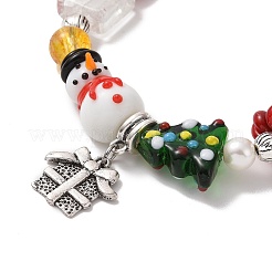 Snowman & Candy Cane Alloy Charm Bracelet&nbsp;BJEW-TA00265