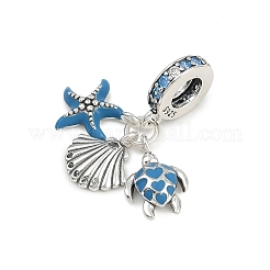 925 Sterling Silver Indicolite Rhinestone European Dangle Charms&nbsp;KK-P324-10P