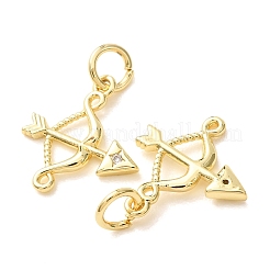Brass Micro Pave Clear Cubic Zirconia Charms&nbsp;CU-E003-14G-C