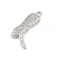 Brass Micro Pave Clear Cubic Zirconia Pendants&nbsp;CU-CBAD306-18P