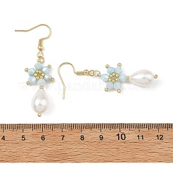 Anti-Tarnish Electroplate Bicone Glass Pearl Teardrop Beads Dangle Earrings&nbsp;EJEW-MZ00765-01