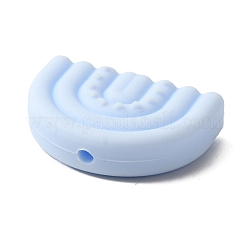 食品グレードの環境に優しいシリコーンビーズ  アーチ  ライトスカイブルー  21x32x8.5mm  穴：3mm&nbsp;SIL-WH0033-45B