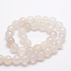 染色された天然のホワイトアゲートのファセットラウンドビーズ連売り  乳白色  8mm  穴：1mm  約47個/連  14.37''（36.5センチメートル）&nbsp;G-E320B-8mm-06