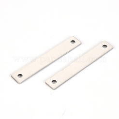 変色しない201ステンレス鋼リンクコネクター  レーザー切断  長方形  ステンレス鋼色  38x6x1mm  穴：2mm&nbsp;STAS-Q238-020