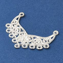 ラックメッキ合金シャンデリア部品リンク  鉛フリー及びカドミウムフリー  花  銀  29x36x1mm  穴：1.4~1.6mm&nbsp;FIND-C063-08S