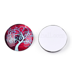 Half Round/Dome Tree Pattern Glass Flatback Cabochons for DIY Projects&nbsp;GGLA-Q037-25mm-M28-04