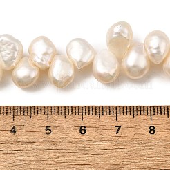 天然養殖淡水パールビーズ連売り  研磨両側  トップ掘削  グレード6a+  古いレース  8~9mm  穴：0.7mm  約65~76個/連  16.34''（41.5センチメートル）&nbsp;PEAR-I007-03E-01A