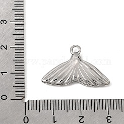 304ステンレスペンダント  フィッシュテールチャーム  ステンレス鋼色  15.5x25.5x3.5mm  穴：2mm&nbsp;SA-CBA9B1E-10P