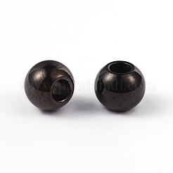丸型304ステンレススチールビーズ  電気泳動黒  8x7mm  穴：3mm&nbsp;X-STAS-L176-10
